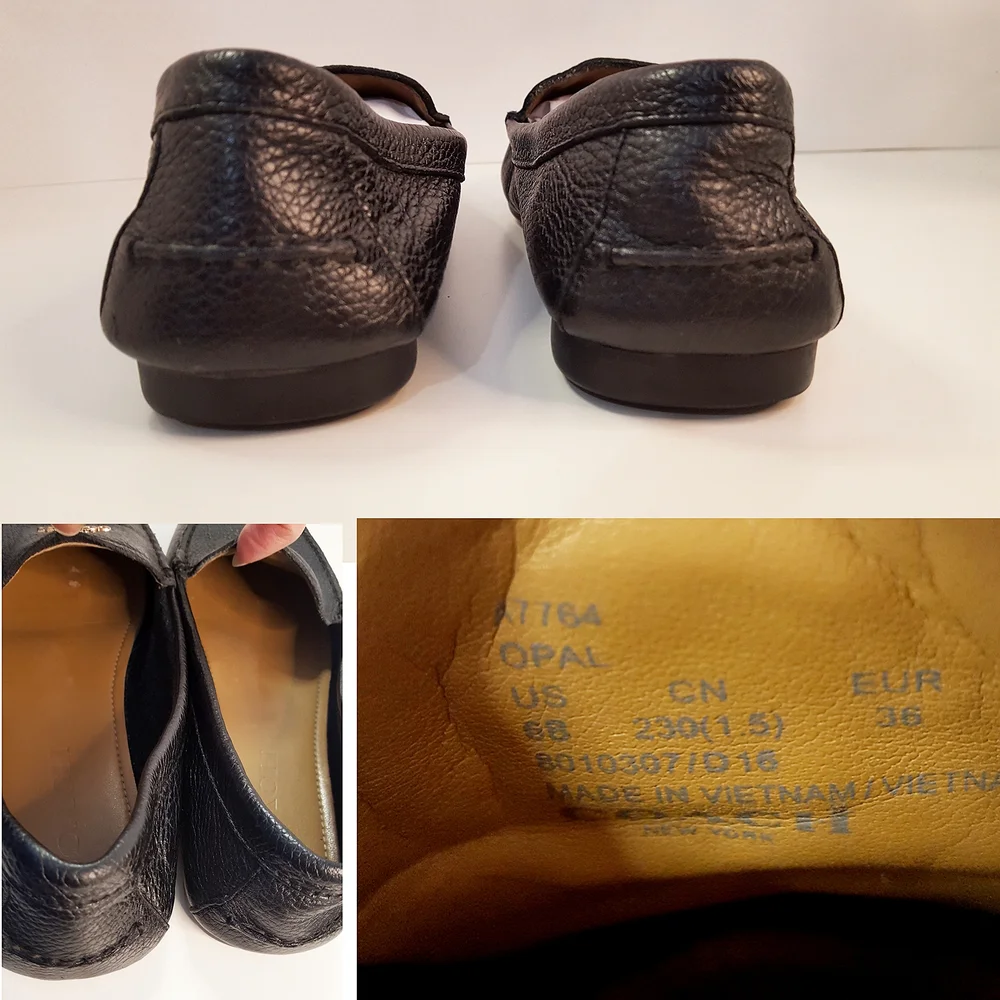 Coach💋Black Leather Slip-On Marley Driver loafer flats - Picture 7 of 12